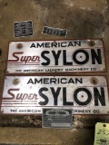 2 American Super Sylon Signs, Machine Instruction and Identification Plates