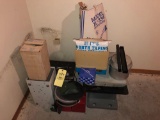 (2) 50 lb tent weights, step stool, canteen, lunch box, etc