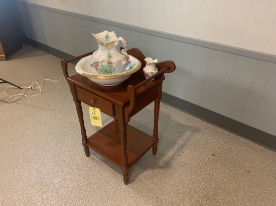 Cherry Dry Sink w/ Bowl and Pitcher