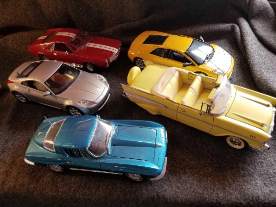 5 diecast model cars