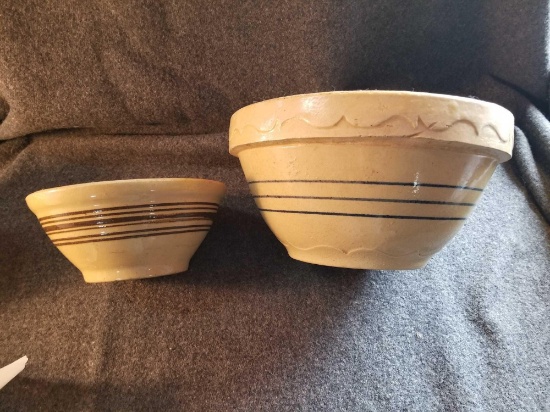 2 yelloware pudding bowls