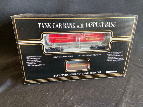 Budweiser Tank Car Bank with Display Base