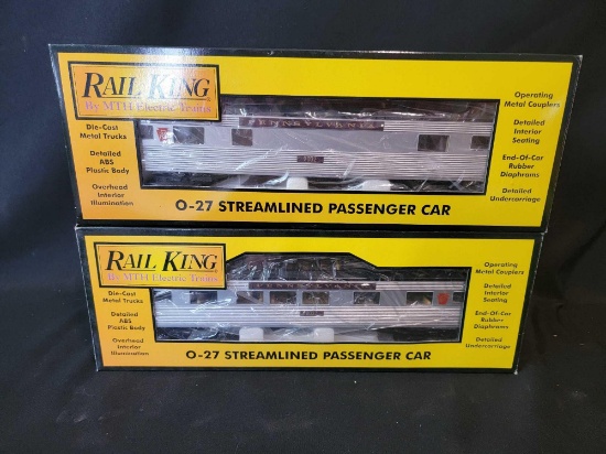 (2) Rail King O-27 Streamlined Passenger Cars