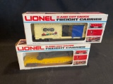 (2) Lionel Box car and Derrick Car