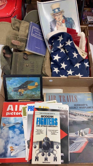Military Items, air trails magazine, flag, Uncle Sam, miscellaneous