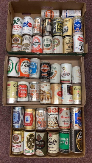 3 flats of vintage beer cans