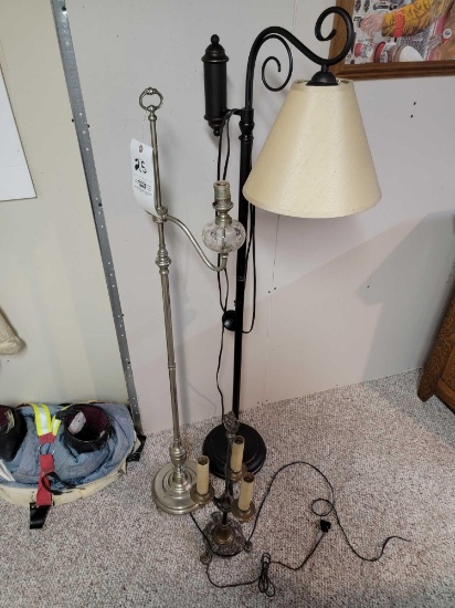 (2) Floor Lamps, (1) Vintage Table Lamp, (1) Hanging Lamp