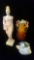Porcelain lot: Doulton figurine, English floral, nouveau Iris vase