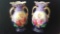 Very large antique Victorian luster glazed rose blossom vases