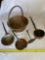Brass & iron ladles & pail.
