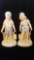 Old French bisque porcelain figurines, boy and girl, signed Colbert