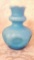 Antique Victorian encased turquoise satin polka dot vase