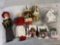 (2) Byer's Choice carolers, (2) music boxes, (4) Christmas Village bldgs.