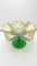 Antique green carnival luster glass compote bowl