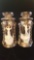 Antique enameled glass vases, pair, 19th century