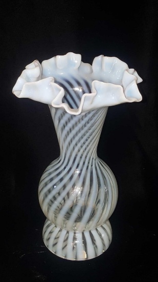 Opalescent swirl ruffle vase