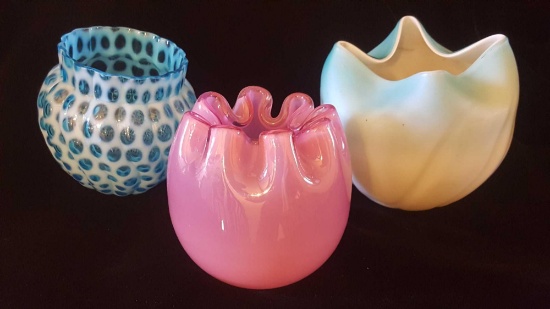 3 Antique Victorian era glass bowls / vases