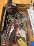 assorted tools & hardware, Allen wrenches, carving tools, tackle box and more
