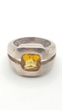 Chunky sterling silver citrine ring, size 6.5