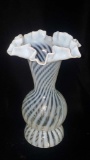 Opalescent swirl ruffle vase