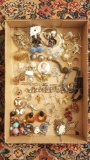 Box lot: costume jewelry, some silver