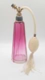 Antique cranberry paneled glass perfume bottle