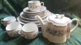 Antique Bavaria china tea / luncheon set, with pansy flower design
