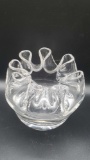 Old ribbon fold glass rose bowl