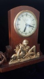 Art Deco vintage mantel clock with boy and deer by UNITED