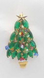 1950s Rhinestone Christmas tree pin, attr. to Juliana