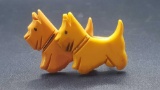 Vintage Bakelite double Scottish Terrier dog pin