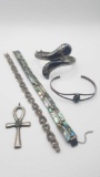 Sterling jewelry lot: 4 bracelets and pendant
