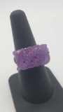 Chinese purple Jadeite and sterling silver ring