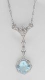 Art Deco 1920s Sterling silver lavaliere necklace