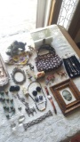 Box lot of treasures: jewelry, print, purses, smalls