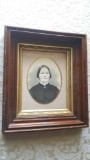Antique Victorian Photograph hand altered portrait in deep well frame