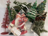 Christmas trees incl. (2) ceramic, Santa figures, ceramic Santa face cups.