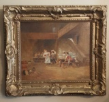 Exceptional antique oil painting in ornate frame signed F. Maurell