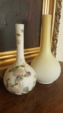 2 old satin glass victorian vases