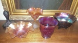 5 pieces of older carnival glass