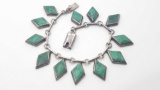 Vintage Mexican malachite and sterling bracelet