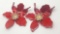 Marbleized lipstick red resin flower blossom earrings