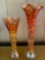 (2) Carnival glass vases (13.5