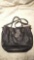 Finest Tory Burch black leather double strap purse, gold tone trims