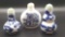 Group of 3 blue and white porcelain Chinese snuff bottles