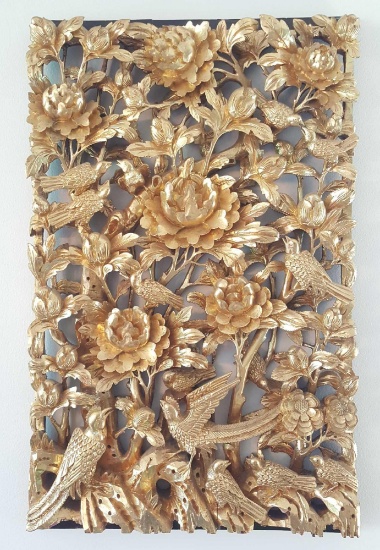 Finest antique/vintage Chinese carved wooden panel