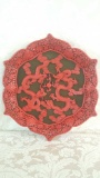 Exceptional Chinese dragons and pearl of wisdom Cinnabar lacquer plate