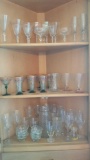 Vintage glassware collection: stems, glasses, vase