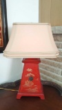 Asian style lamp w/ fine fabric shade