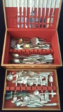 Large chest of silver: silverplated flatware